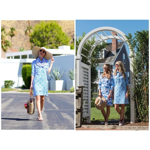 NWT Tuckernuck Persifor Winpenny Dress Cabana in Water Print 3/4 Sleeve Medium - Picture 14 of 14